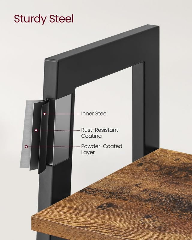 4-Tier Ladder Bookshelf – Industrial Storage Rack with Steel Frame for Living Room & Home Office