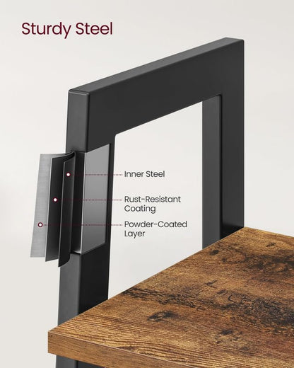 4-Tier Ladder Bookshelf – Industrial Storage Rack with Steel Frame for Living Room & Home Office