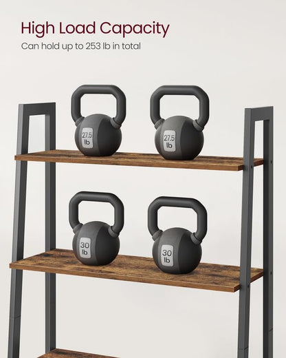 4-Tier Ladder Bookshelf – Industrial Storage Rack with Steel Frame for Living Room & Home Office