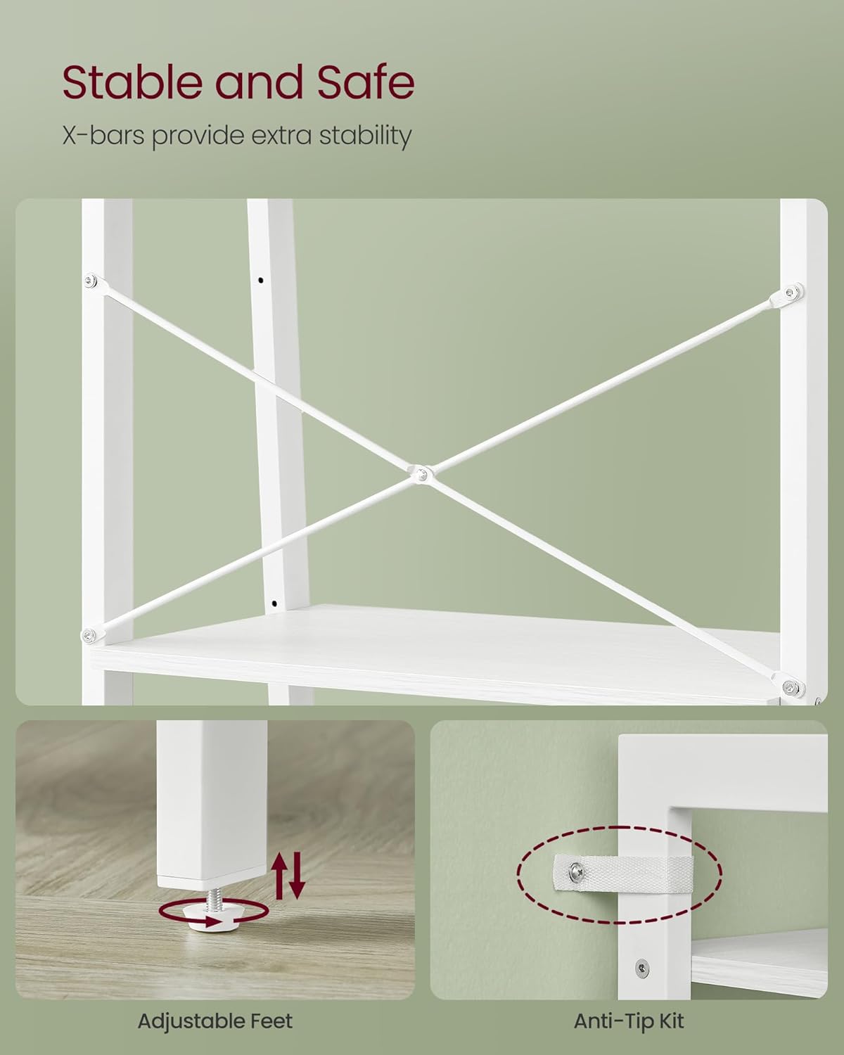 4-Tier Ladder Bookshelf – Industrial Storage Rack with Steel Frame for Living Room & Home Office