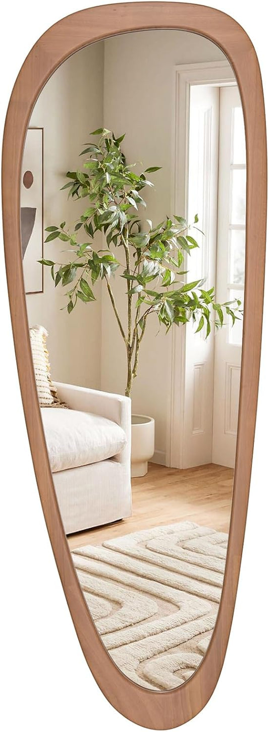 Asymmetrical Wall Mirror – Irregular Wood Frame Mirror for Bedroom, Living Room & Entryway