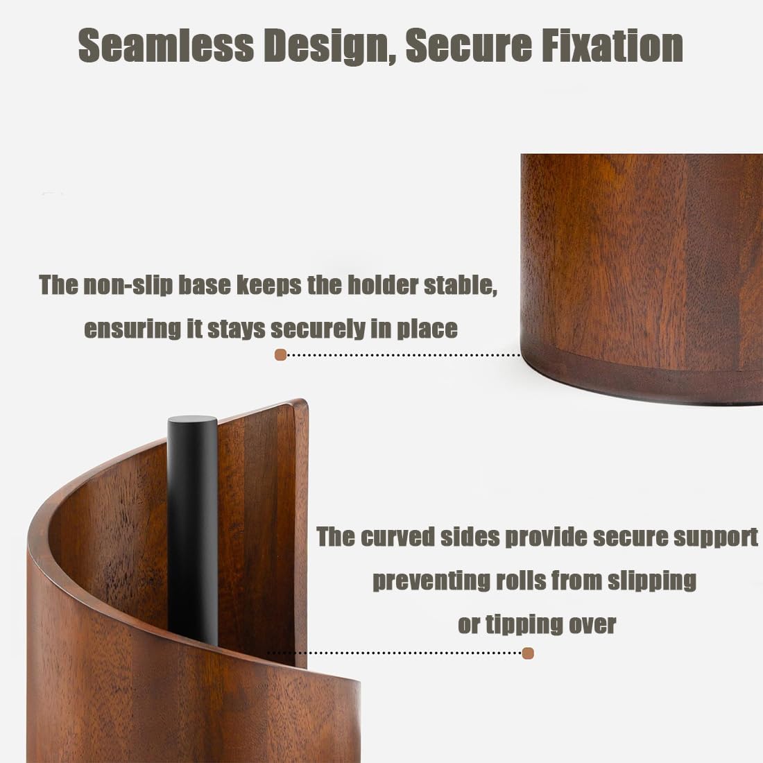 Wood & Iron Paper Towel Holder – One-Hand Use, Natural Mango Wood Base