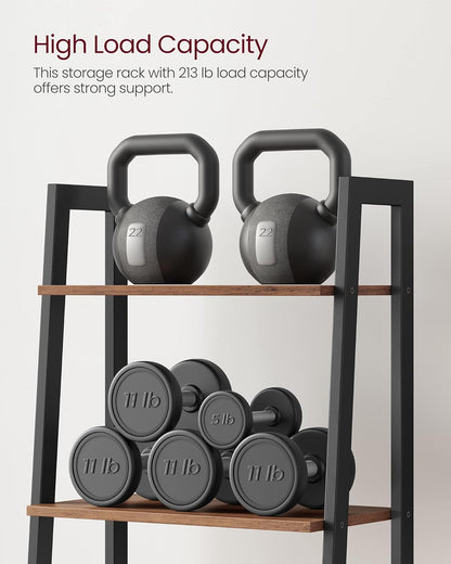 4-Tier Ladder Bookshelf – Industrial Storage Rack with Steel Frame for Living Room & Home Office