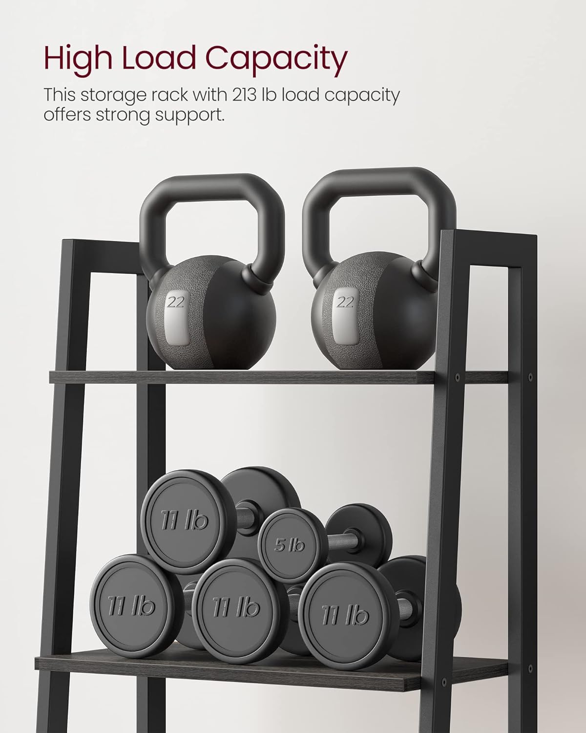 4-Tier Ladder Bookshelf – Industrial Storage Rack with Steel Frame for Living Room & Home Office