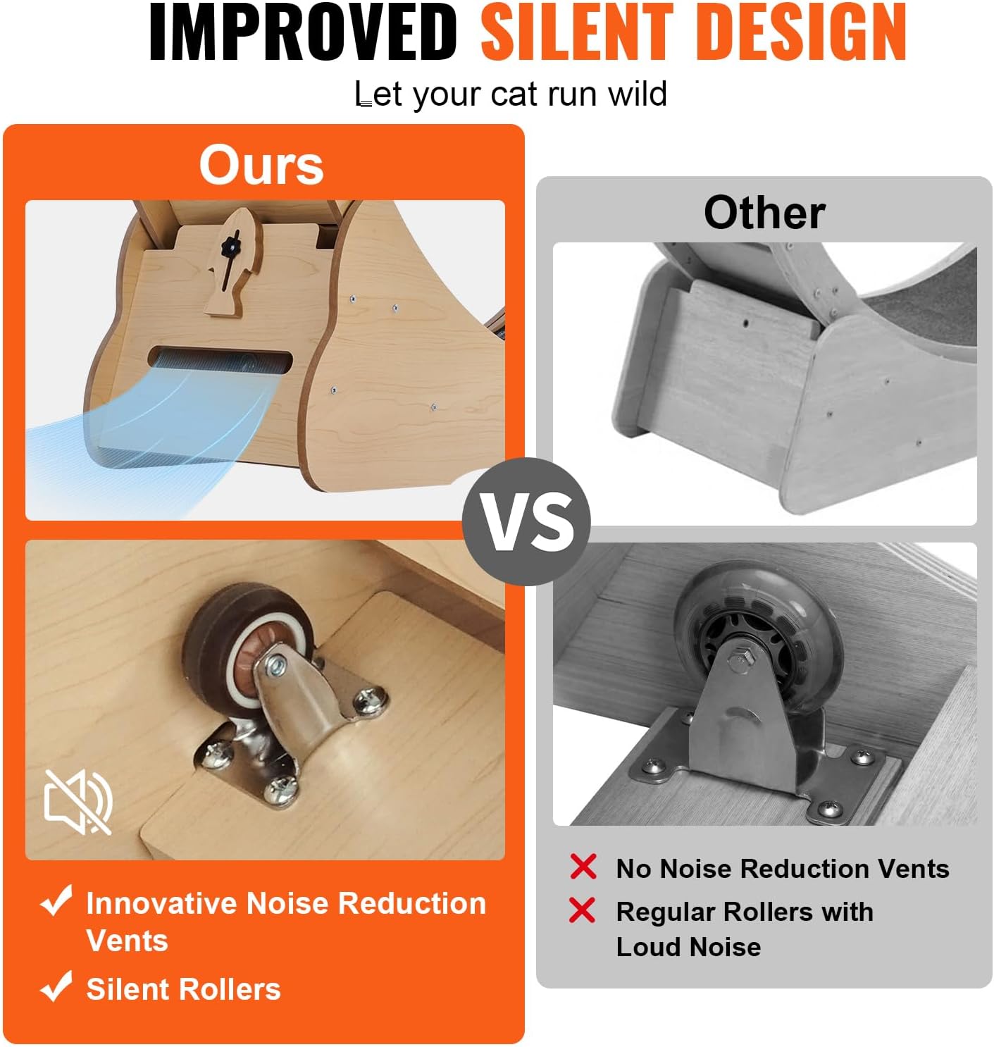 52" Cat Exercise Wheel – Large Indoor Running Wheel with Detachable Carpet