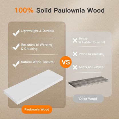 Floating Wall Shelves with Storage Basket – Natural Wood Bathroom & Home Organizer