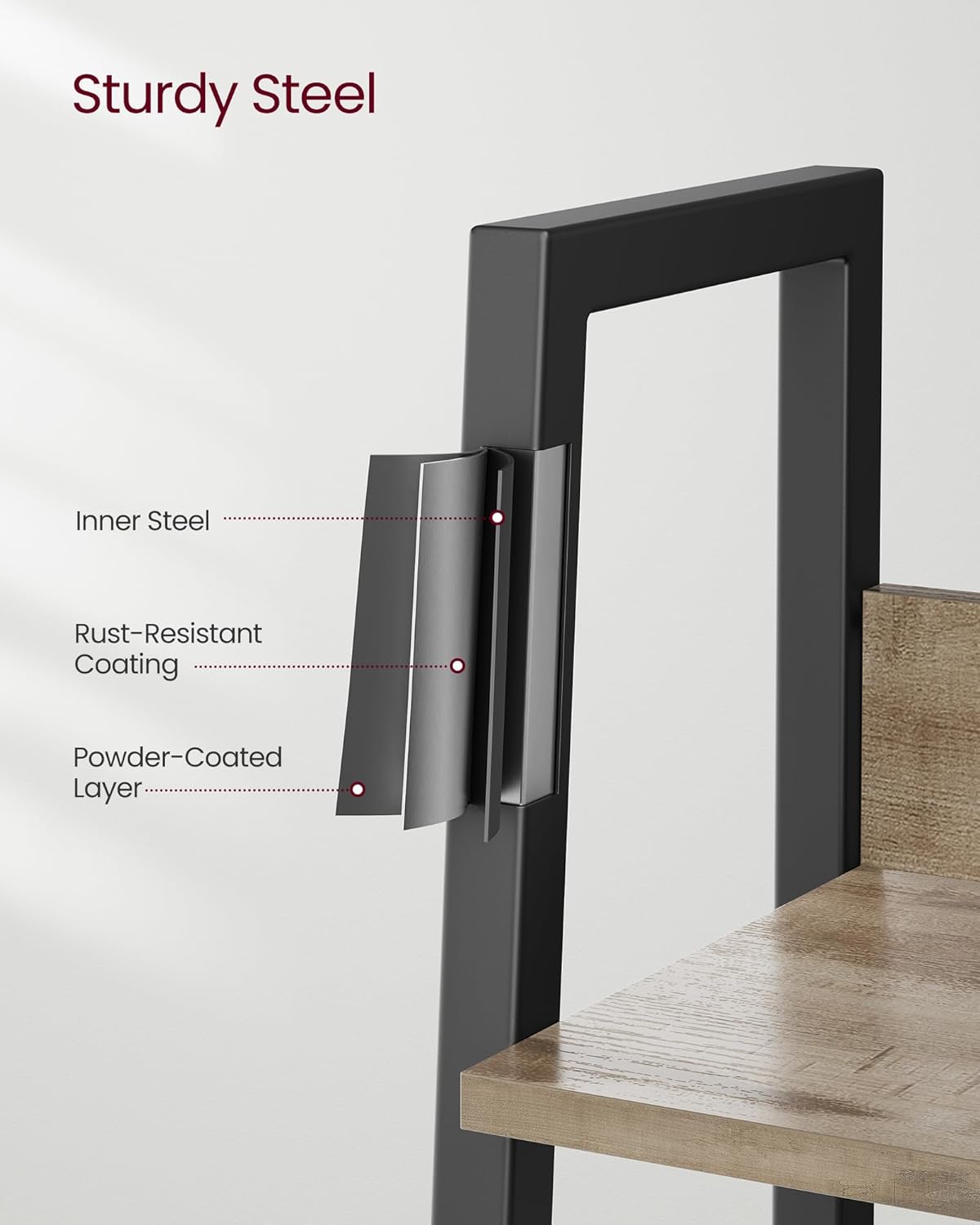 4-Tier Ladder Bookshelf – Industrial Storage Rack with Steel Frame for Living Room & Home Office