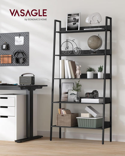 4-Tier Ladder Bookshelf – Industrial Storage Rack with Steel Frame for Living Room & Home Office