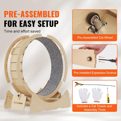 52" Cat Exercise Wheel – Large Indoor Running Wheel with Detachable Carpet