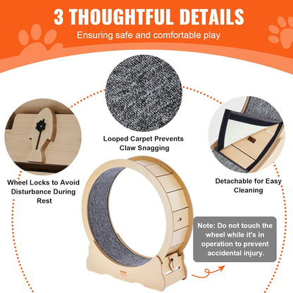 52" Cat Exercise Wheel – Large Indoor Running Wheel with Detachable Carpet