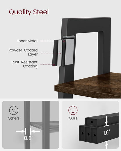 4-Tier Ladder Bookshelf – Industrial Storage Rack with Steel Frame for Living Room & Home Office