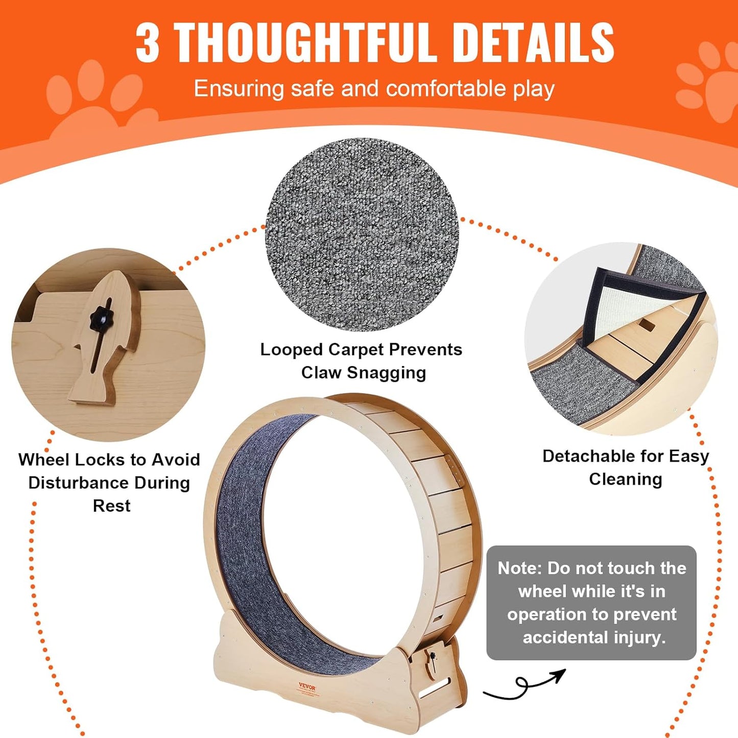 52" Cat Exercise Wheel – Large Indoor Running Wheel with Detachable Carpet