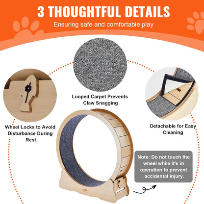 52" Cat Exercise Wheel – Large Indoor Running Wheel with Detachable Carpet