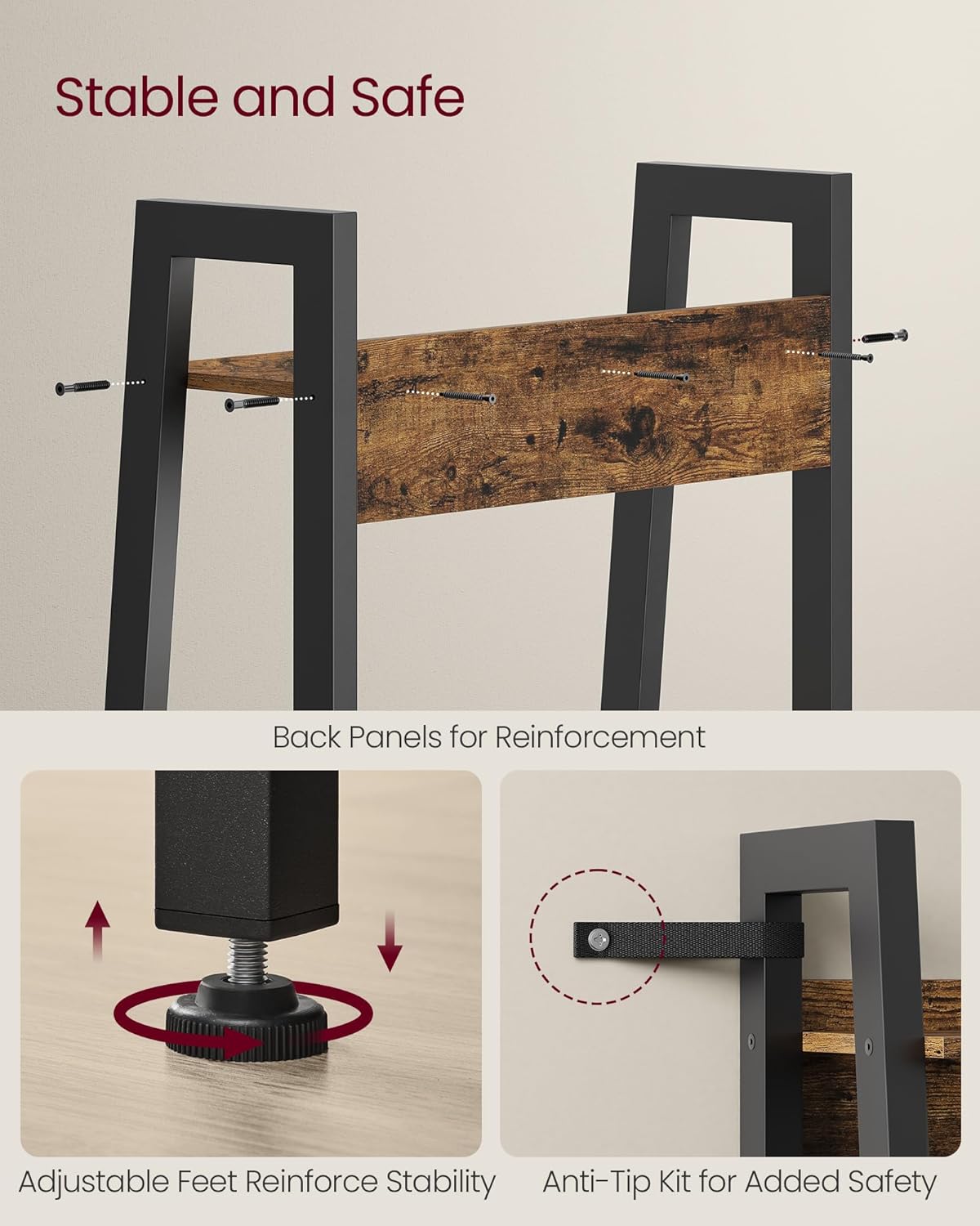 4-Tier Ladder Bookshelf – Industrial Storage Rack with Steel Frame for Living Room & Home Office