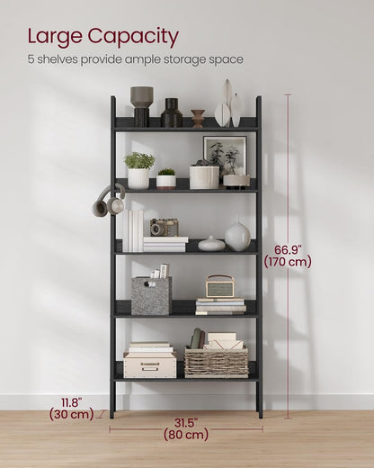 4-Tier Ladder Bookshelf – Industrial Storage Rack with Steel Frame for Living Room & Home Office