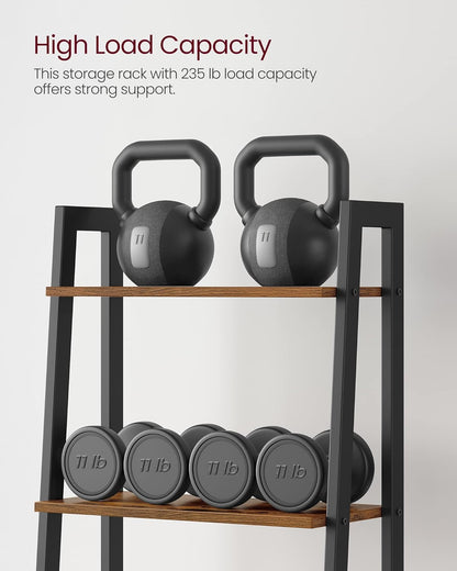 4-Tier Ladder Bookshelf – Industrial Storage Rack with Steel Frame for Living Room & Home Office