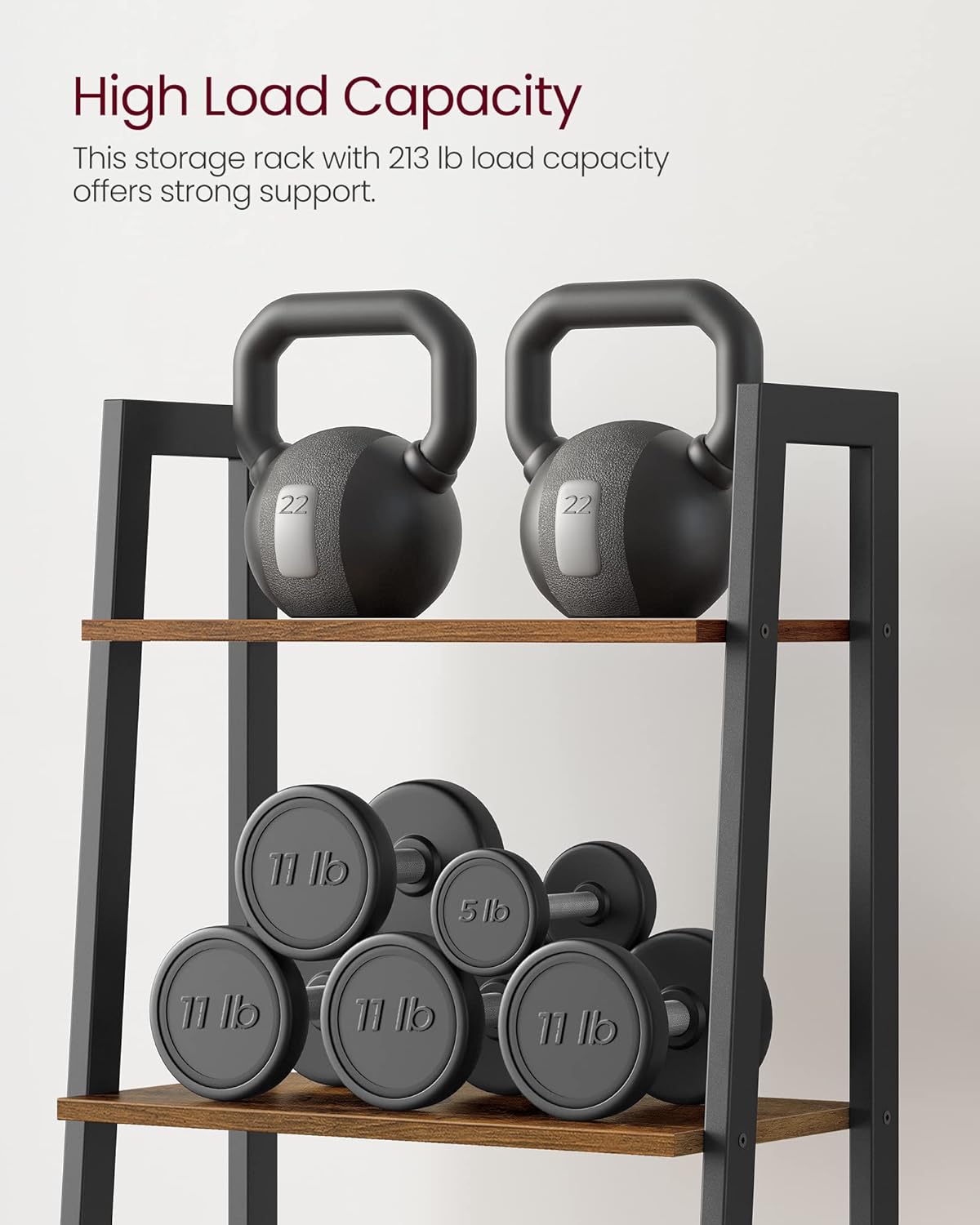 4-Tier Ladder Bookshelf – Industrial Storage Rack with Steel Frame for Living Room & Home Office