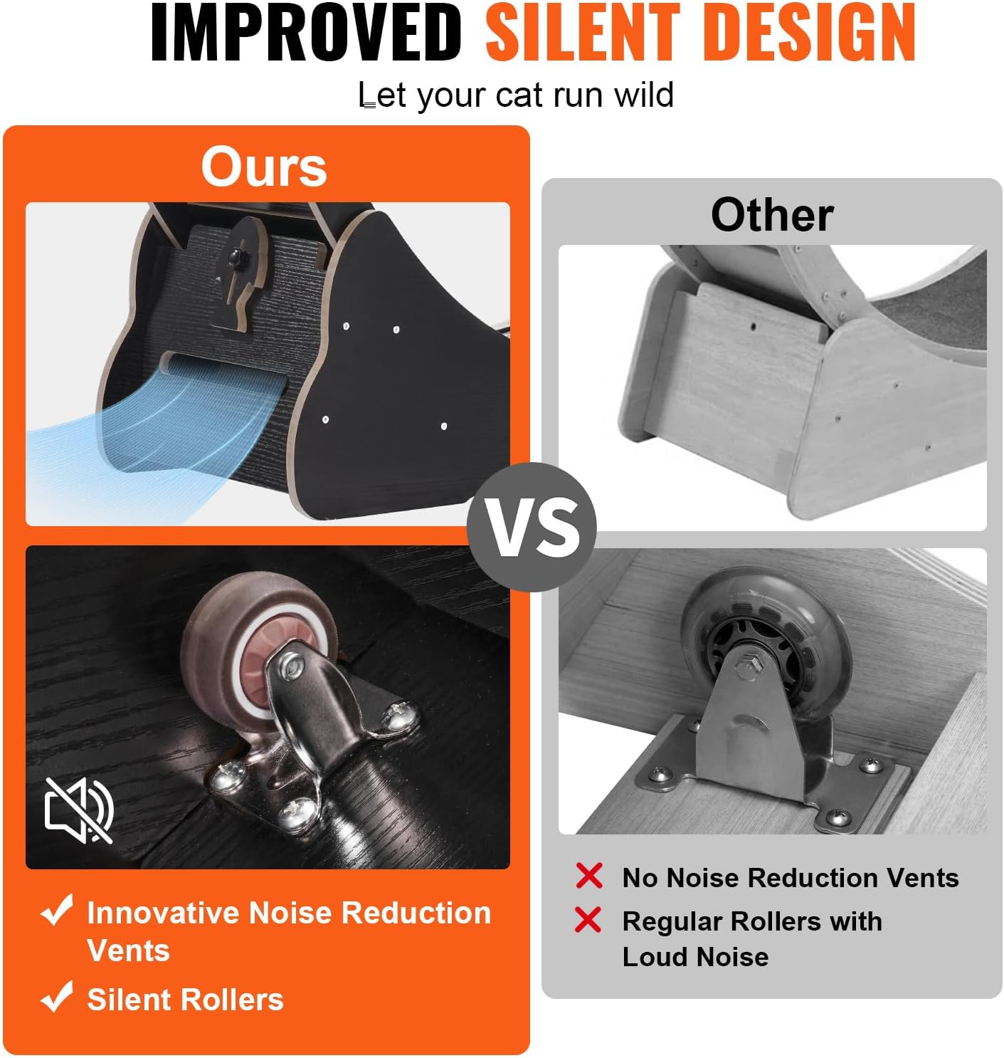 52" Cat Exercise Wheel – Large Indoor Running Wheel with Detachable Carpet