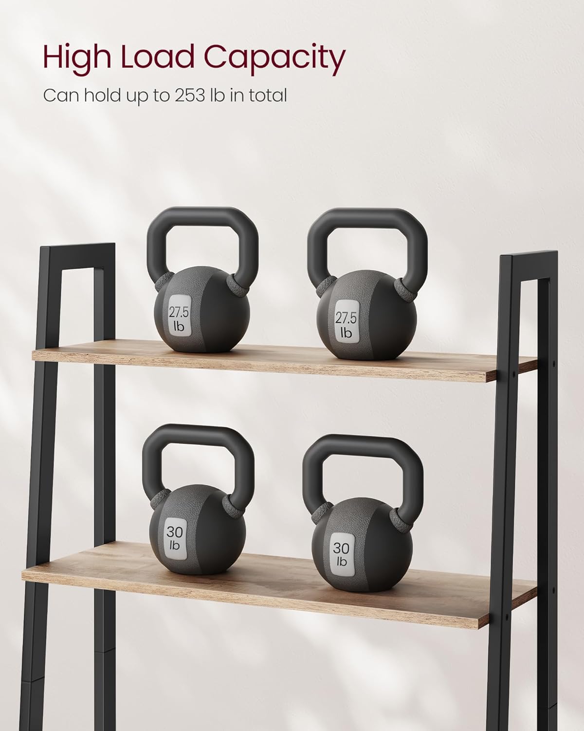 4-Tier Ladder Bookshelf – Industrial Storage Rack with Steel Frame for Living Room & Home Office