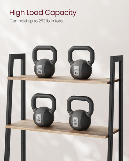 4-Tier Ladder Bookshelf – Industrial Storage Rack with Steel Frame for Living Room & Home Office