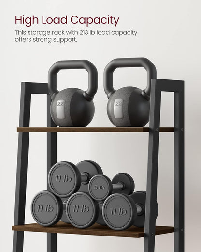 4-Tier Ladder Bookshelf – Industrial Storage Rack with Steel Frame for Living Room & Home Office