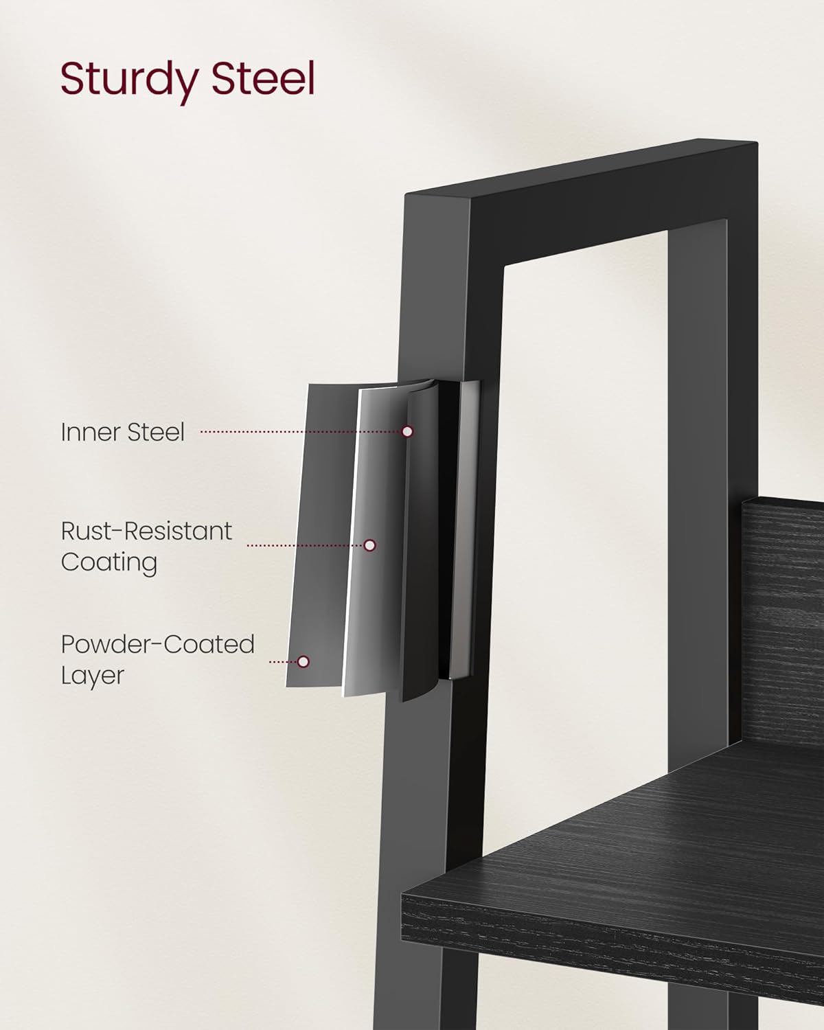 4-Tier Ladder Bookshelf – Industrial Storage Rack with Steel Frame for Living Room & Home Office