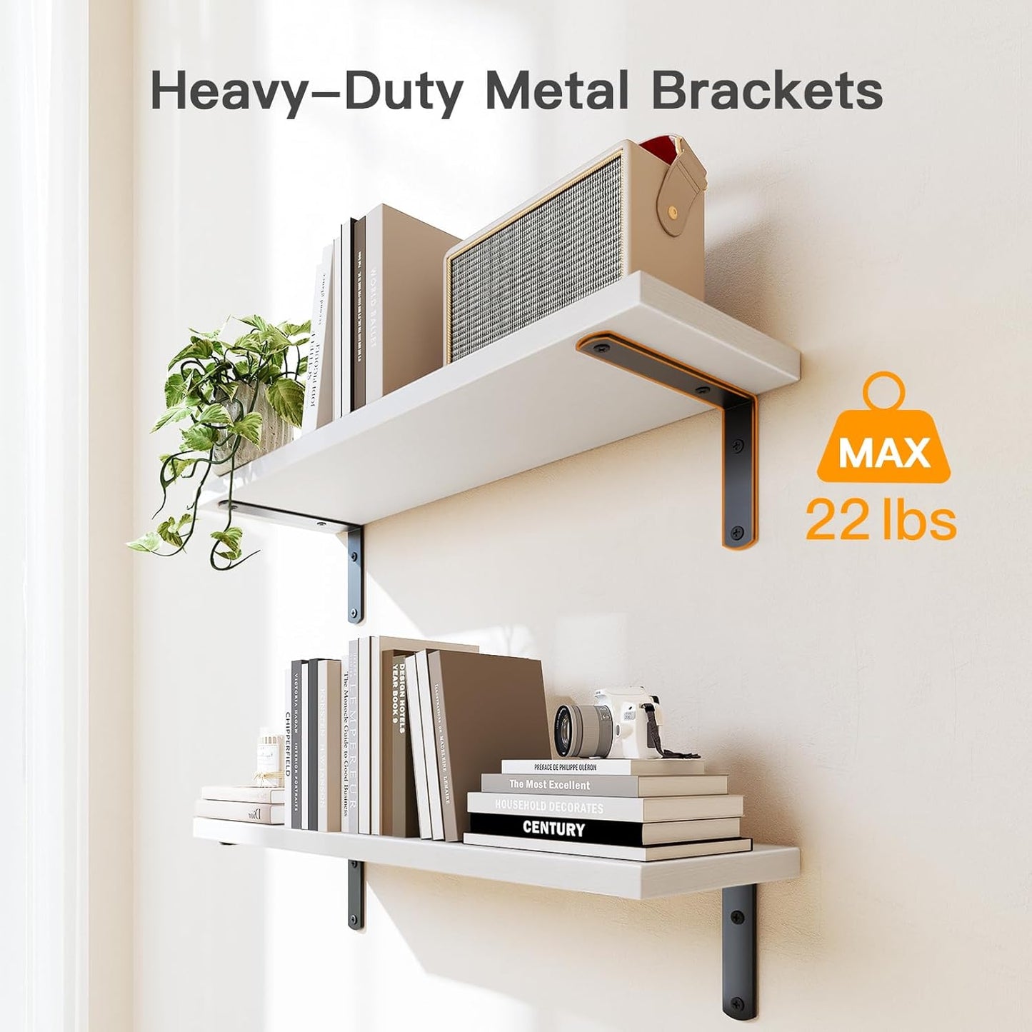 Floating Wall Shelves with Storage Basket – Natural Wood Bathroom & Home Organizer