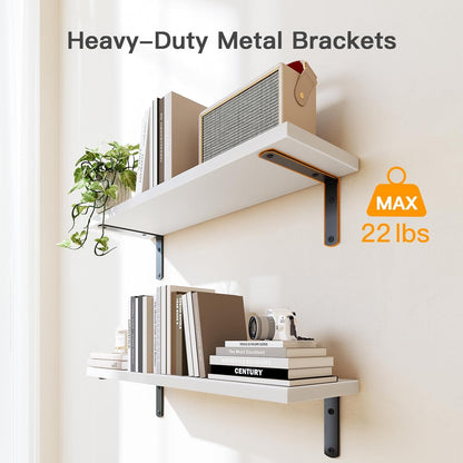 Floating Wall Shelves with Storage Basket – Natural Wood Bathroom & Home Organizer