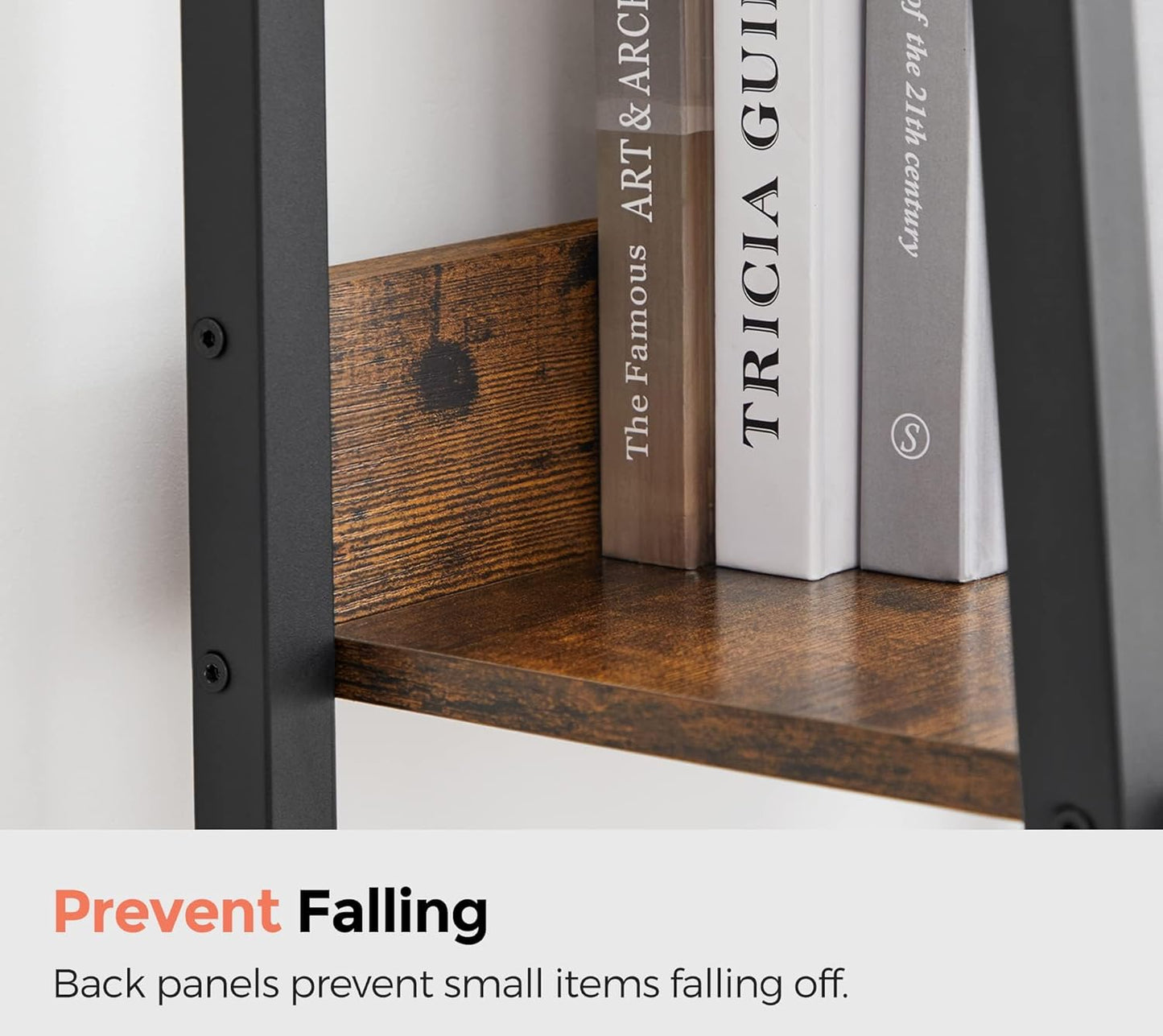 4-Tier Ladder Bookshelf – Industrial Storage Rack with Steel Frame for Living Room & Home Office