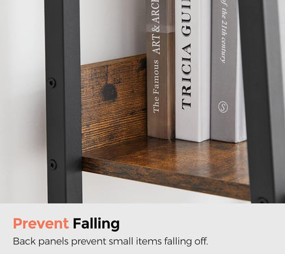 4-Tier Ladder Bookshelf – Industrial Storage Rack with Steel Frame for Living Room & Home Office