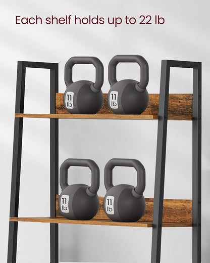 4-Tier Ladder Bookshelf – Industrial Storage Rack with Steel Frame for Living Room & Home Office