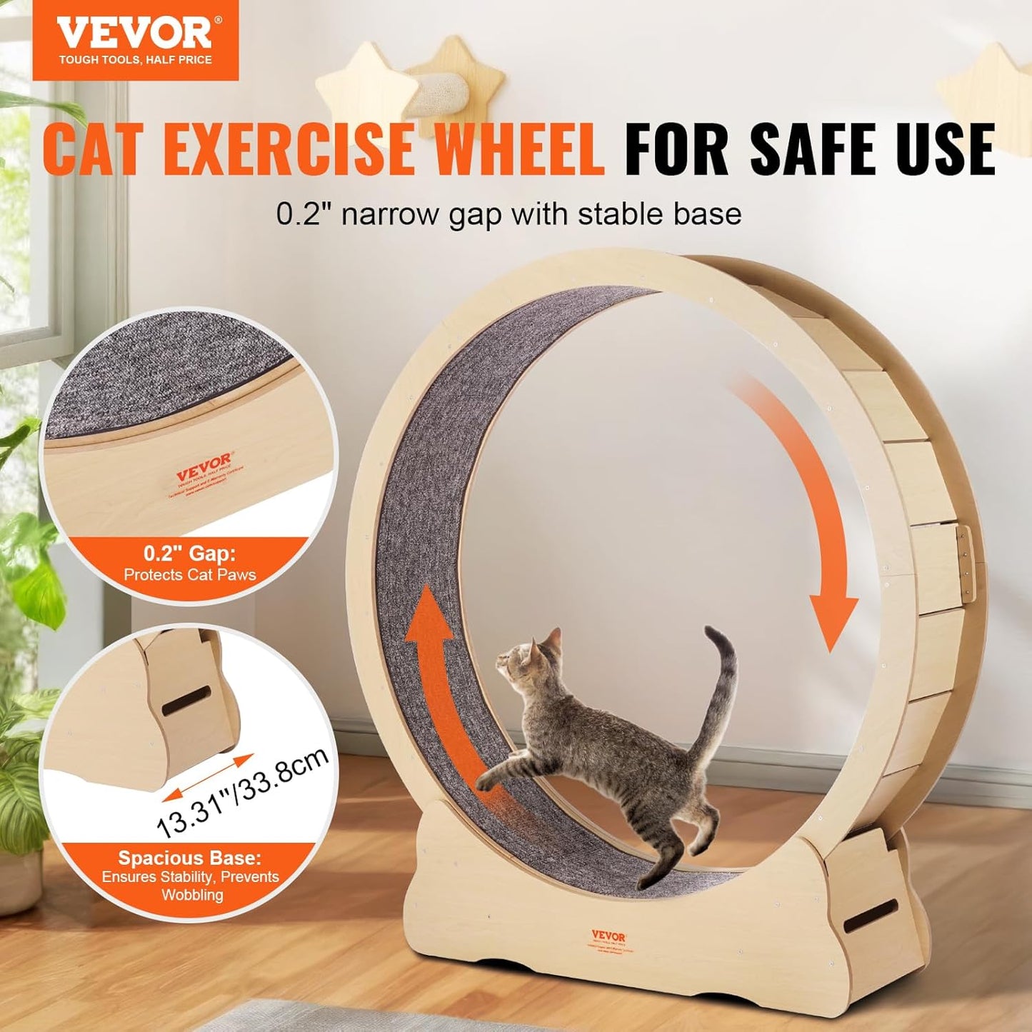 52" Cat Exercise Wheel – Large Indoor Running Wheel with Detachable Carpet