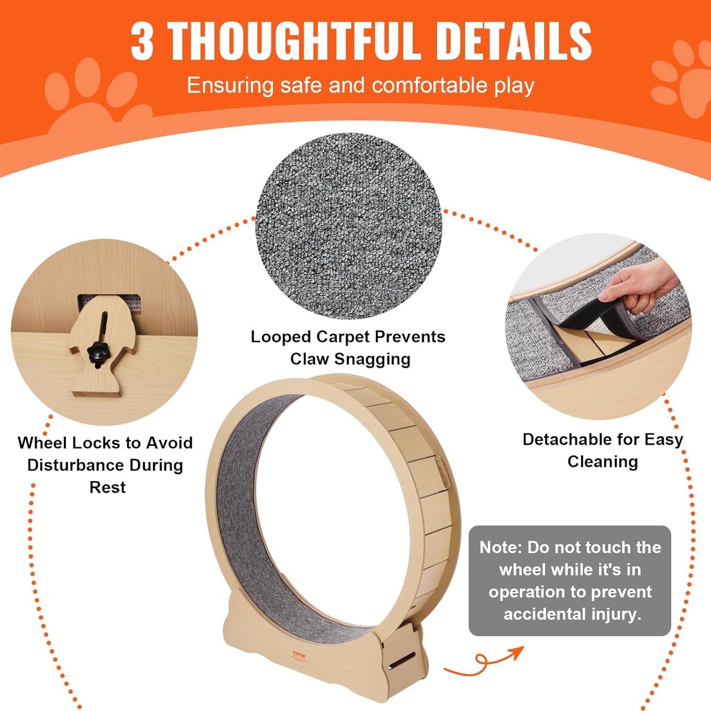 52" Cat Exercise Wheel – Large Indoor Running Wheel with Detachable Carpet