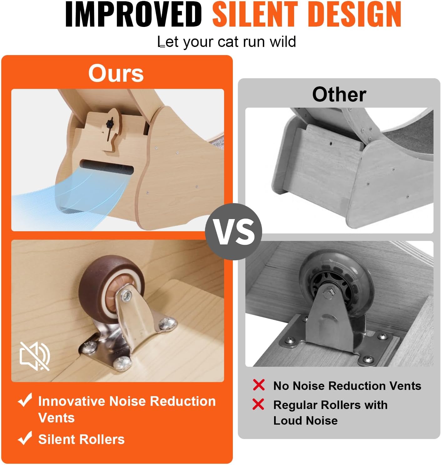 52" Cat Exercise Wheel – Large Indoor Running Wheel with Detachable Carpet