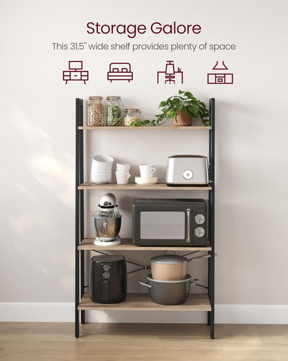 4-Tier Ladder Bookshelf – Industrial Storage Rack with Steel Frame for Living Room & Home Office