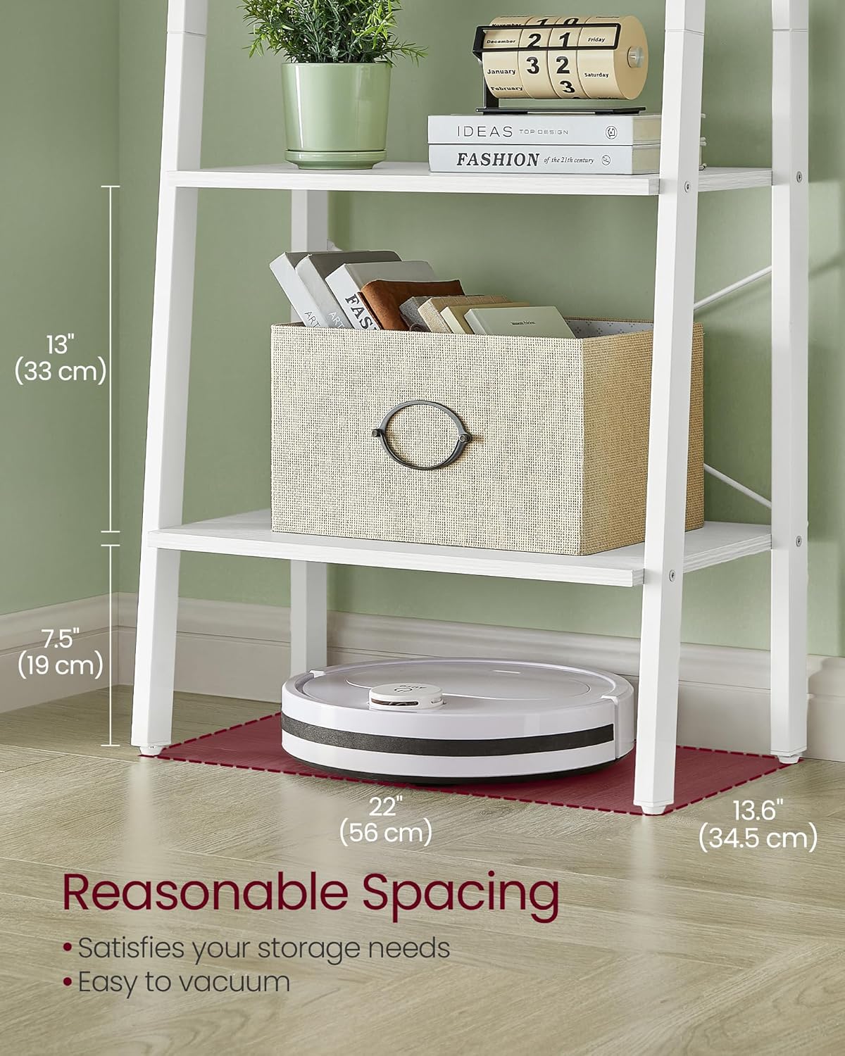 4-Tier Ladder Bookshelf – Industrial Storage Rack with Steel Frame for Living Room & Home Office