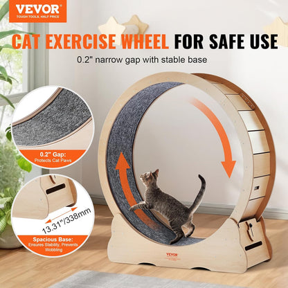 52" Cat Exercise Wheel – Large Indoor Running Wheel with Detachable Carpet