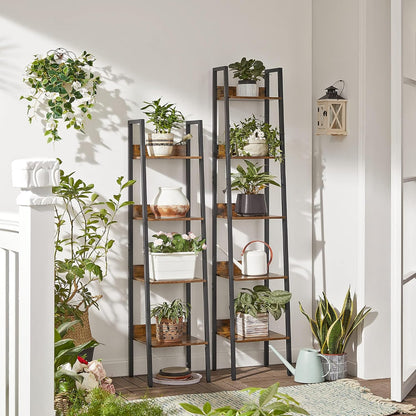 4-Tier Ladder Bookshelf – Industrial Storage Rack with Steel Frame for Living Room & Home Office