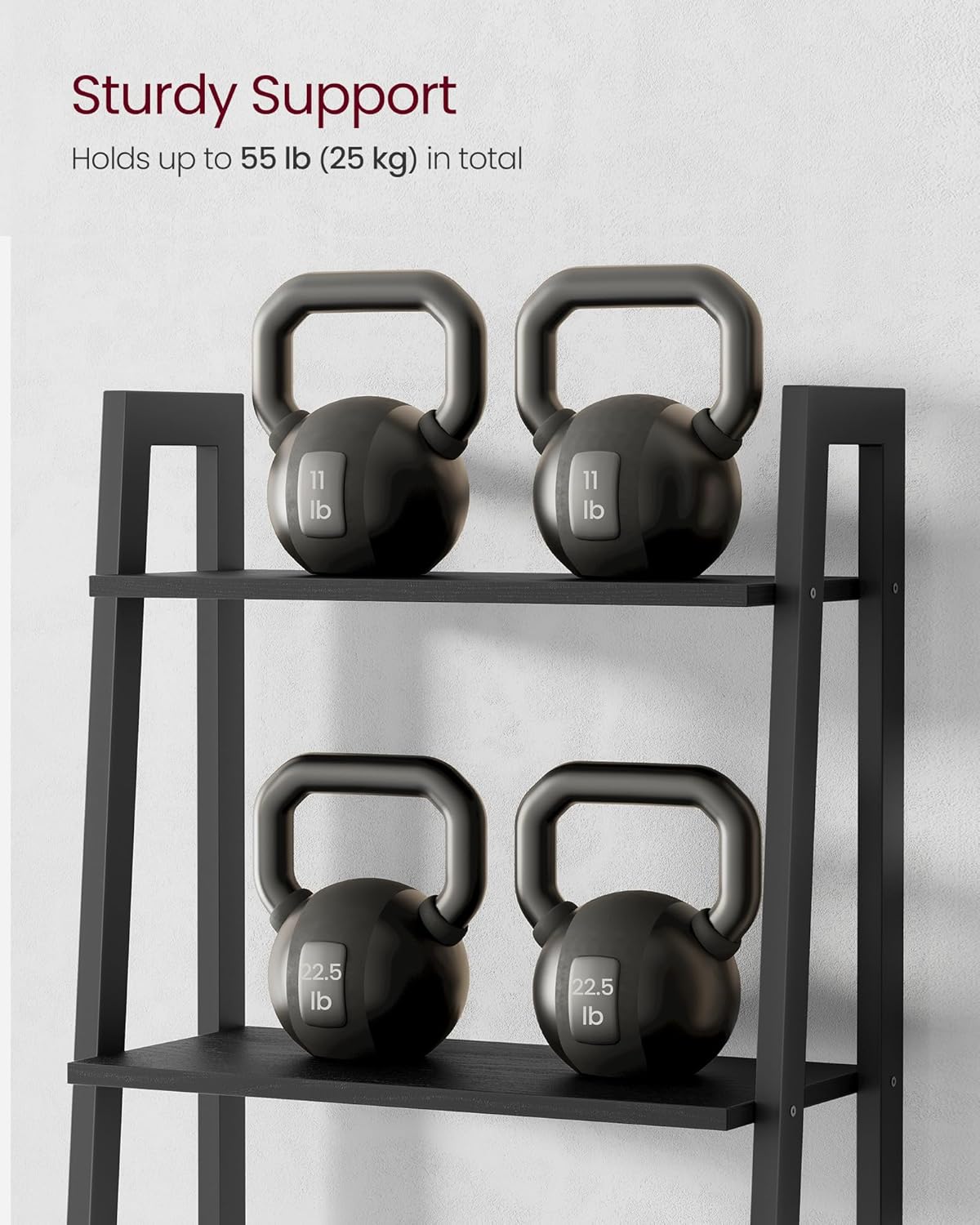 4-Tier Ladder Bookshelf – Industrial Storage Rack with Steel Frame for Living Room & Home Office