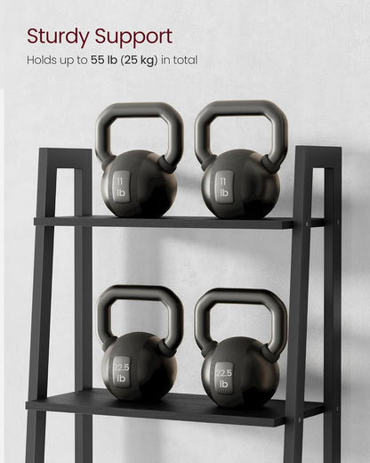 4-Tier Ladder Bookshelf – Industrial Storage Rack with Steel Frame for Living Room & Home Office