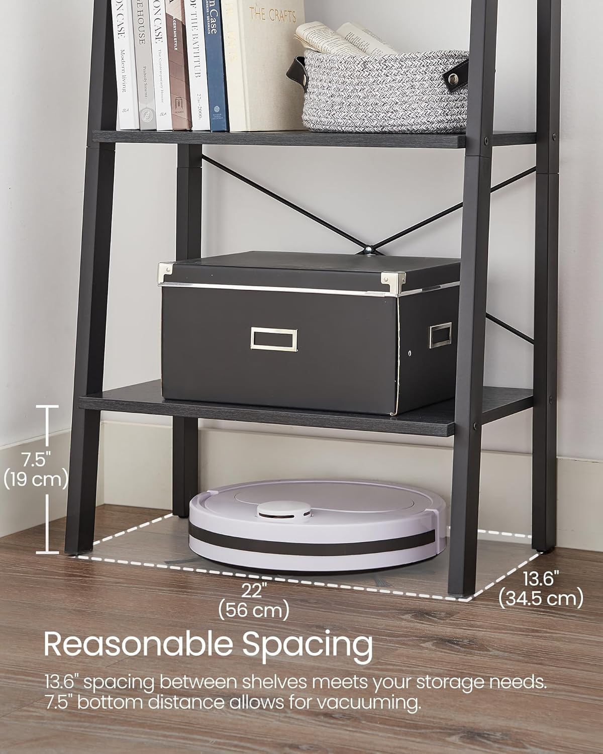 4-Tier Ladder Bookshelf – Industrial Storage Rack with Steel Frame for Living Room & Home Office