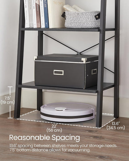 4-Tier Ladder Bookshelf – Industrial Storage Rack with Steel Frame for Living Room & Home Office