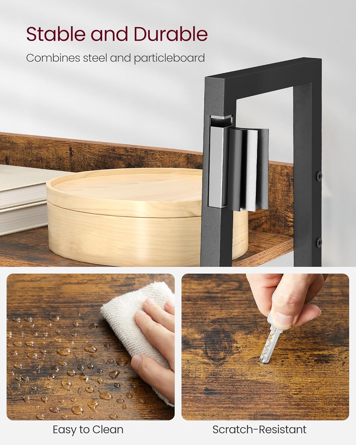 4-Tier Ladder Bookshelf – Industrial Storage Rack with Steel Frame for Living Room & Home Office