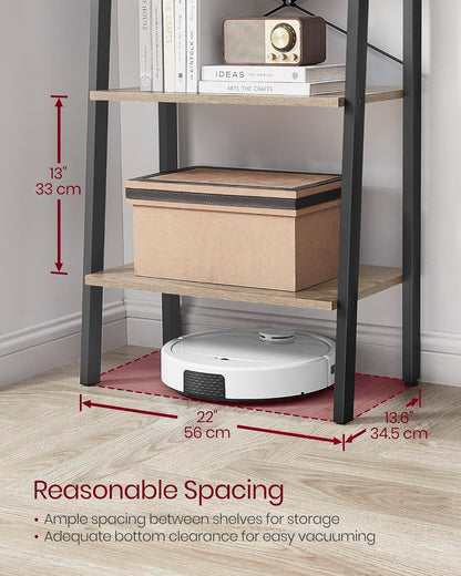 4-Tier Ladder Bookshelf – Industrial Storage Rack with Steel Frame for Living Room & Home Office