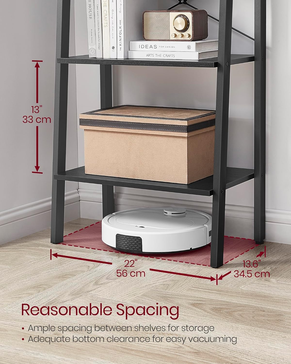 4-Tier Ladder Bookshelf – Industrial Storage Rack with Steel Frame for Living Room & Home Office