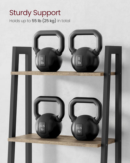 4-Tier Ladder Bookshelf – Industrial Storage Rack with Steel Frame for Living Room & Home Office