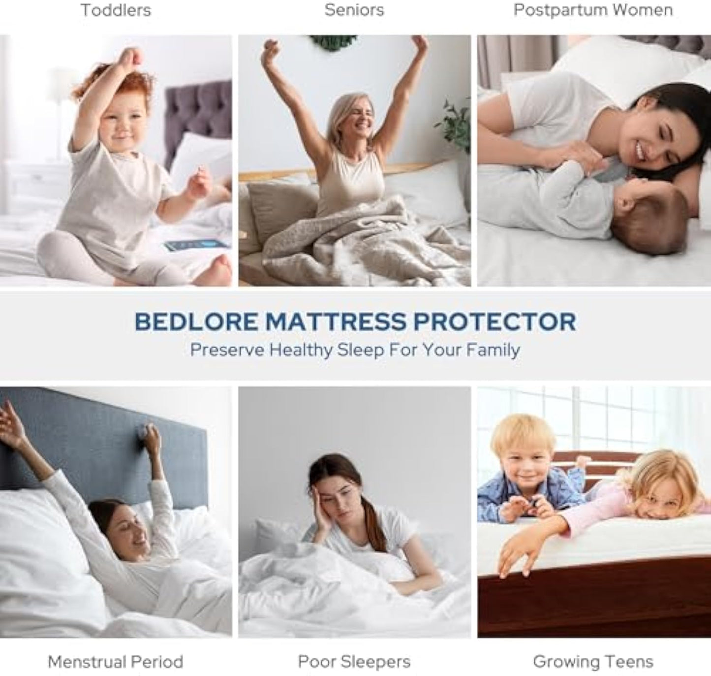 Waterproof Mattress Protector – Soft, Noiseless, Deep Pocket 6"-18" (Gray)